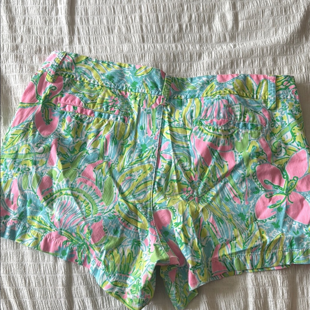 Lilly Pulitzer Pink and Green Bermuda Shorts Vibrant Tropical Print - Picture 4 of 4
